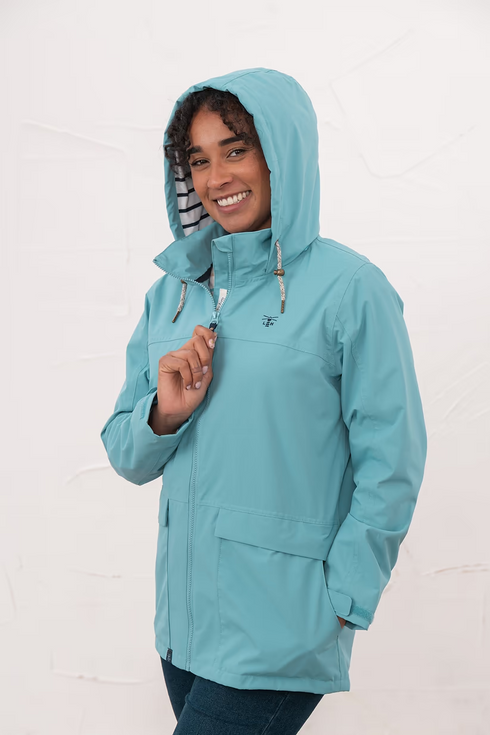 Lighthouse Blue Beachcomber Hip Length Waterproof Hooded Jacket