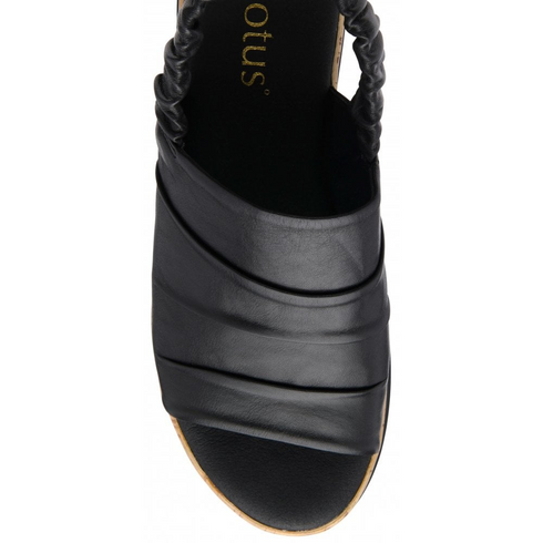 Lotus Black Leather Jessie 6cm Flatform Sandals ULP402BB