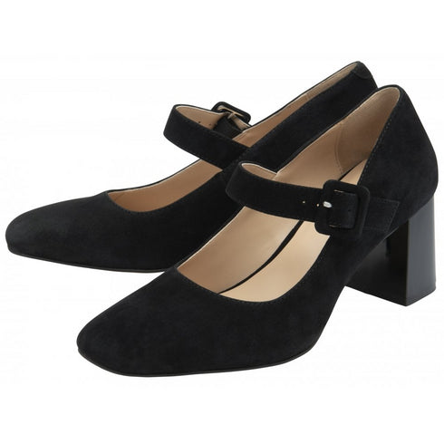 Lotus Black Suede Nixie Court Shoes ULS601BS