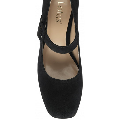 Lotus Black Suede Nixie Court Shoes ULS601BS