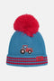 Lighthouse Blue and Red Tractor with Stripes Kids AW26 Cable Knit Bobbie Bobble Hat
