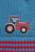 Lighthouse Blue and Red Tractor with Stripes Kids AW26 Cable Knit Bobbie Bobble Hat