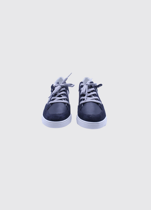 Suave Bolzano Navy Leather and Suede Ladies Side-Zip Lace Shoe