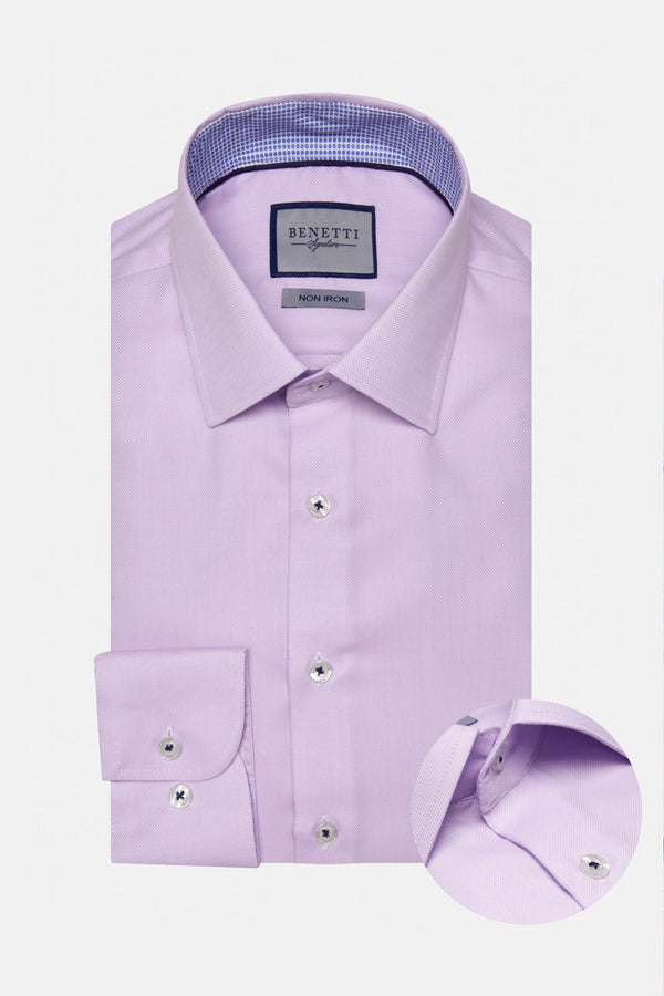 Benetti Menswear Brad Lilac Comfort Fit Non-Iron Cotton Shirt
