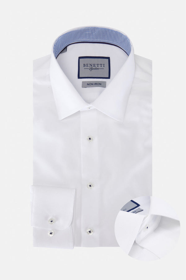 Benetti Menswear Brad White Comfort Fit Non-Iron Cotton Shirt