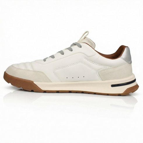 Bugatti Menswear Off-White Leather and Suede Sporty Sneakers 321 AWP01 5900 2100