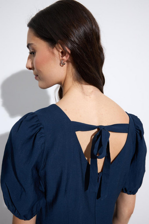 Bariloche Navy Blue Bursa Puff Sleeve Midi Dress 3960015.38