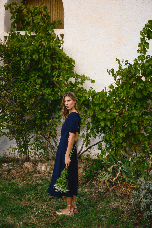 Bariloche Navy Blue Bursa Puff Sleeve Midi Dress 3960015.38