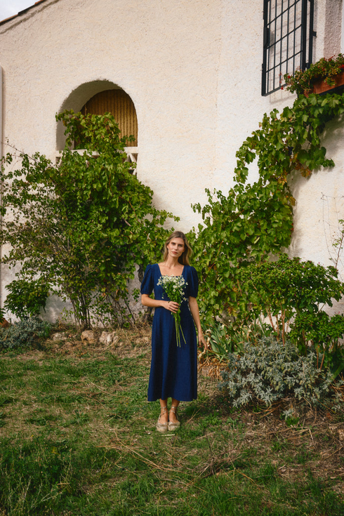 Bariloche Navy Blue Bursa Puff Sleeve Midi Dress 3960015.38