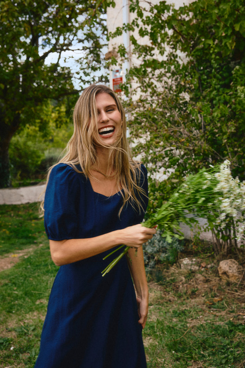 Bariloche Navy Blue Bursa Puff Sleeve Midi Dress 3960015.38