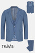 Travis by Benetti Carlos Three-Piece Cobalt Blue Slim Fit Suit - Scoop Waistcoat & Pleated Trousers