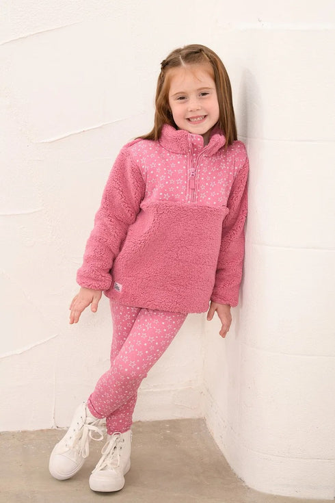 Lighthouse Rose Funnel Neck Half-Zip Kids Cassie Fleece