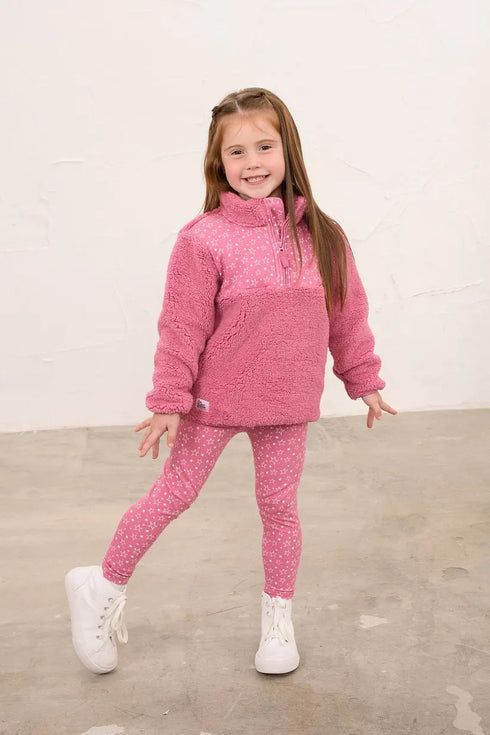 Lighthouse Rose Funnel Neck Half-Zip Kids Cassie Fleece