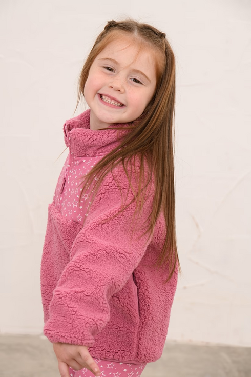 Lighthouse Rose Funnel Neck Half-Zip Kids Cassie Fleece