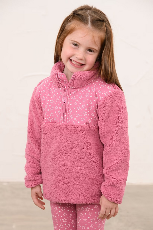 Lighthouse Rose Funnel Neck Half-Zip Kids Cassie Fleece