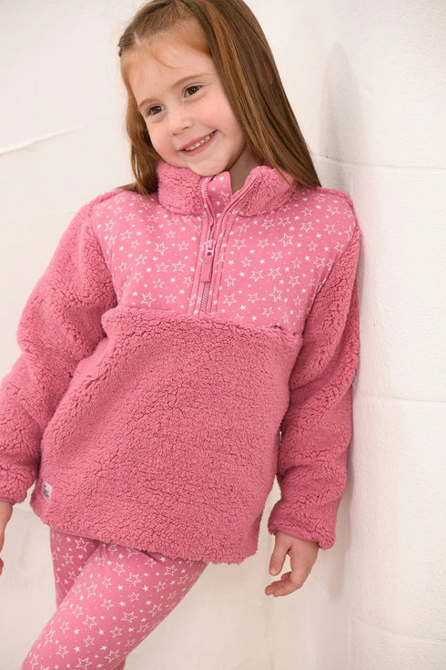 Lighthouse Rose Funnel Neck Half-Zip Kids Cassie Fleece