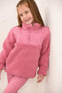 Lighthouse Rose Funnel Neck Half-Zip Kids Cassie Fleece