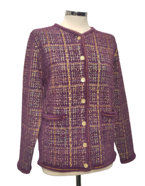 Castle Knitwear DM184 Burgundy Cardigan with Gold Buttons