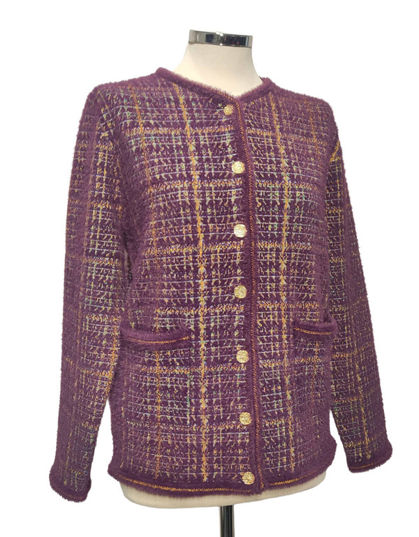 Castle Knitwear DM184 Burgundy Cardigan with Gold Buttons