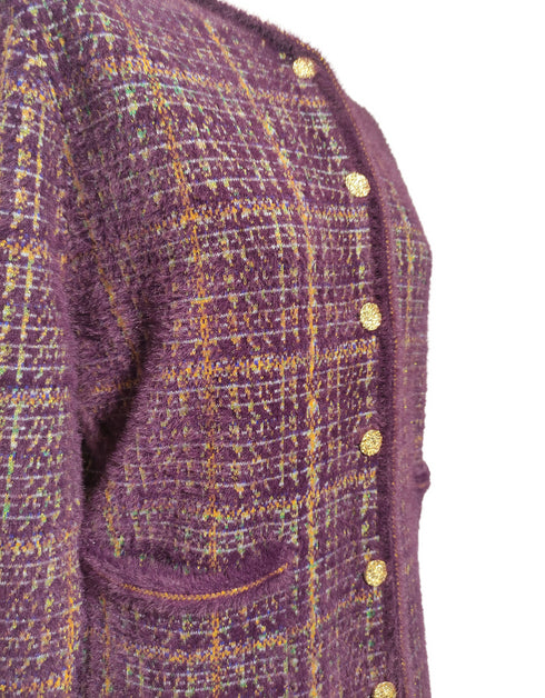 Castle Knitwear DM184 Burgundy Cardigan with Gold Buttons