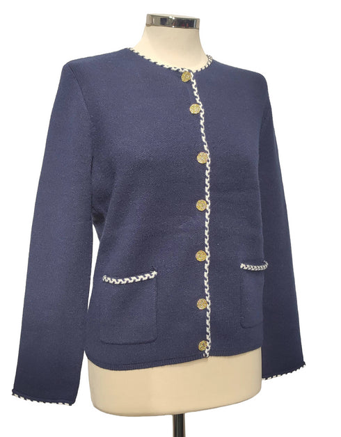 Castle Knitwear DM180 Cardigan with Gold Buttons - Nightsky Navy