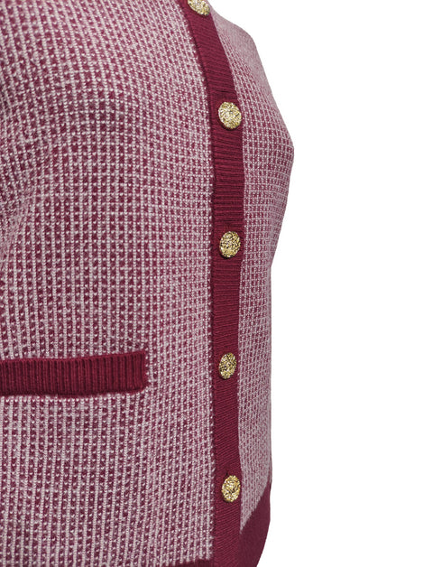 Castle Knitwear DM177 Burgundy Cardigan with Gold Buttons