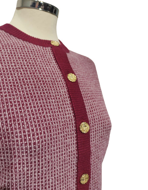 Castle Knitwear DM177 Burgundy Cardigan with Gold Buttons