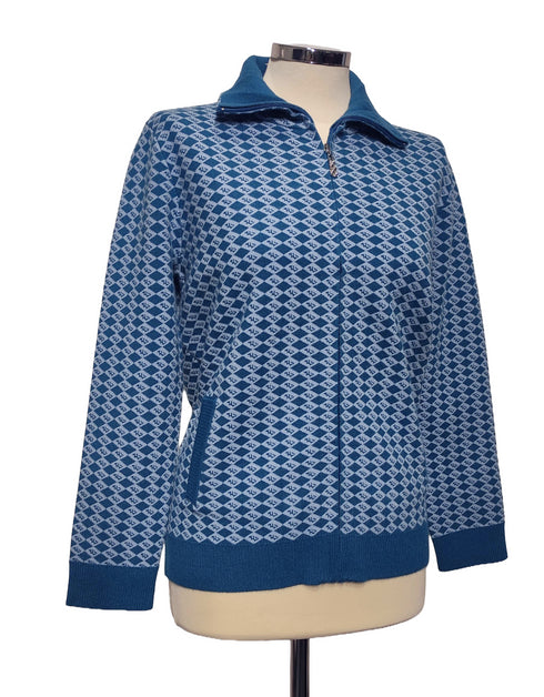 Castle Knitwear Full Zip Merino Wool – DM175 – Diamond Pattern