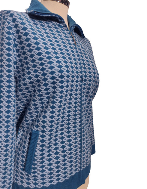 Castle Knitwear Full Zip Merino Wool – DM175 – Diamond Pattern