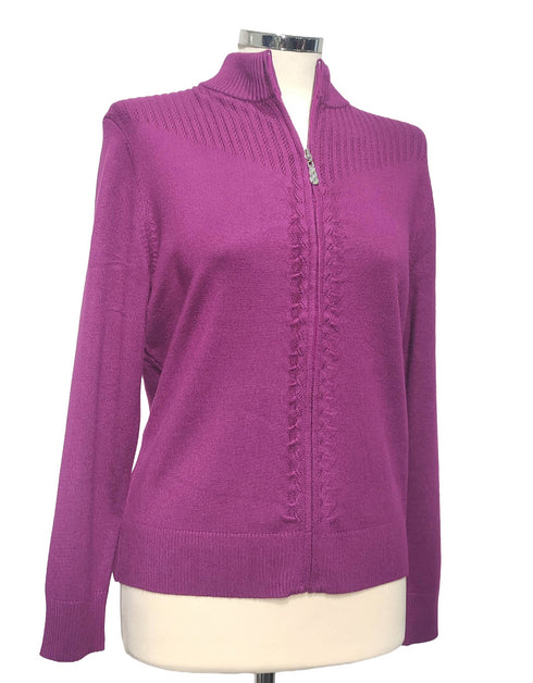 Castle Knitwear Full Zip Cardigan - SV367 - Trim & Shoulder Detail