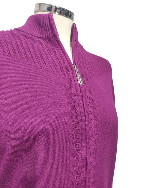 Castle Knitwear Full Zip Cardigan - SV367 - Trim & Shoulder Detail