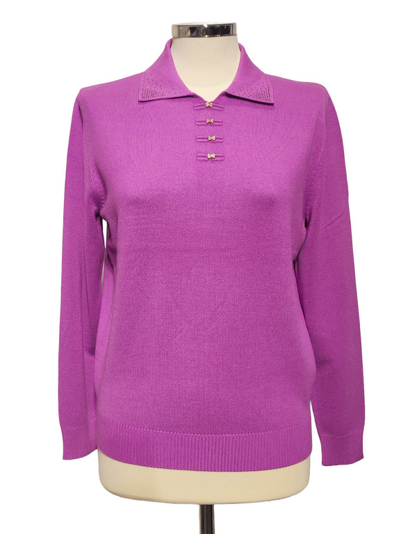 Castle Knitwear Ladies Diamante Collar Knit Pullover - SV371