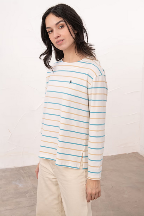 Lighthouse Blue Clay Stripe Causeway Breton Top