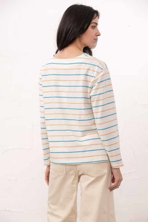 Lighthouse Blue Clay Stripe Causeway Breton Top