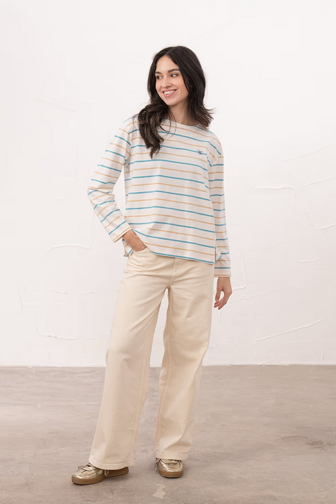 Lighthouse Blue Clay Stripe Causeway Breton Top