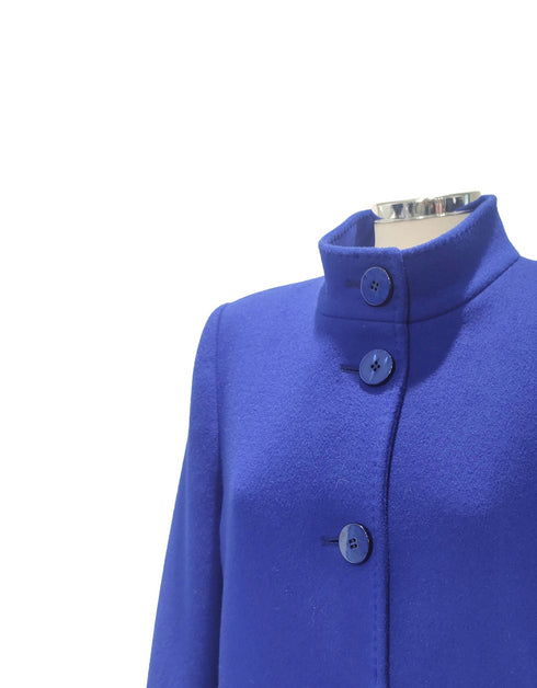 Christina Felix 3/4 Length Royal Blue Cashmere Wool Coat with Stand-Up Collar - 509-4490