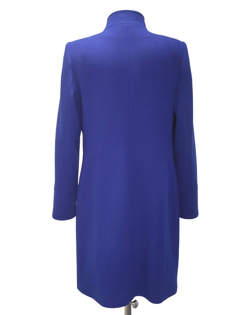 Christina Felix 3/4 Length Royal Blue Cashmere Wool Coat with Stand-Up Collar - 509-4490
