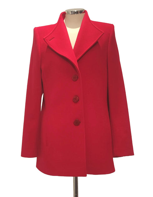 Christina Felix Wool Cashmere Jacket with Lapel Button Detail in Red 442-4488