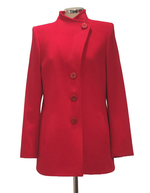 Christina Felix Wool Cashmere Jacket with Lapel Button Detail in Red 442-4488