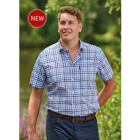 Champion Broadstairs Blue Short Sleeve Checked Shirt BROADSTAIRS 3112