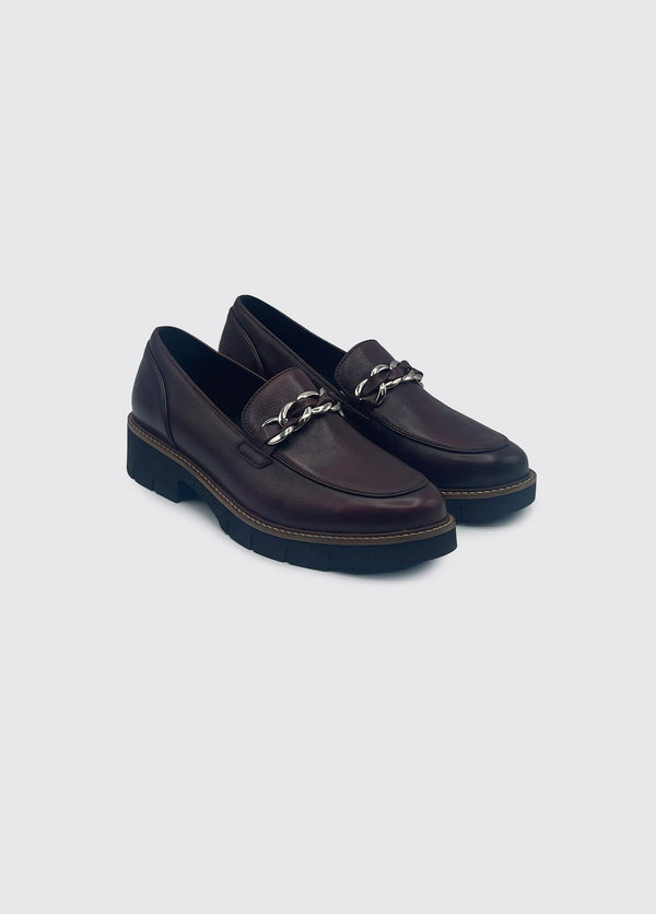 Dubarry Chloe Leather Slip-On Loafer Burgundy 1901