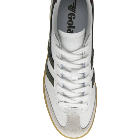 Gola Classics Men's Viper Leather Trainers White/Dark Khaki/Burgundy/Gum CMB744WF206
