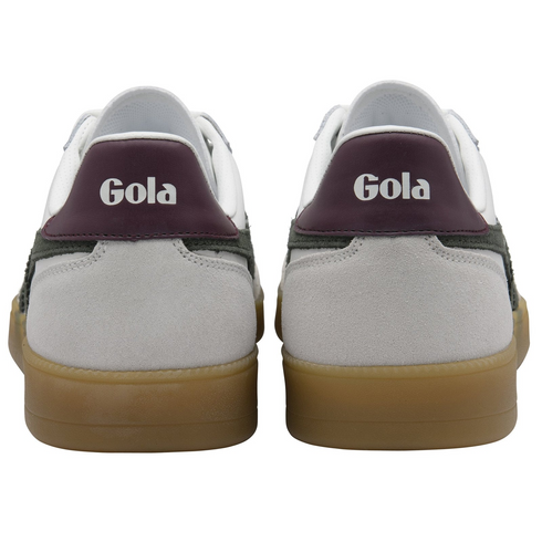 Gola Classics Men's Viper Leather Trainers White/Dark Khaki/Burgundy/Gum CMB744WF206