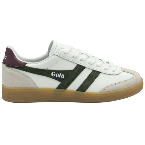 Gola Classics Men's Viper Leather Trainers White/Dark Khaki/Burgundy/Gum CMB744WF206