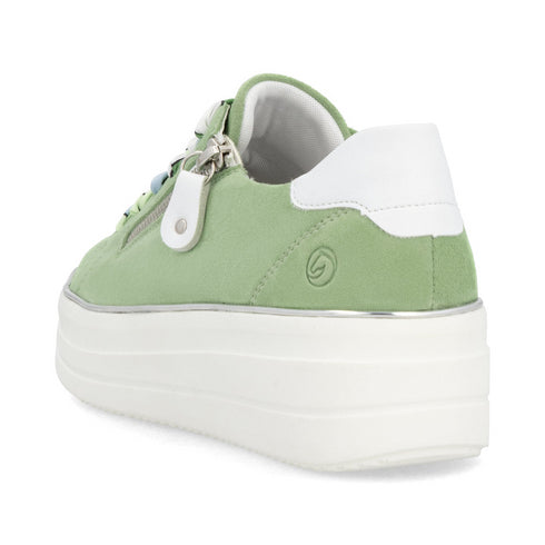 Remonte D1C06-52 Ivy Green/Multi Zip Lace up Trainer