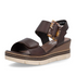 Remonte Women's Brown Leather Velcro Strap Wedge Sandals D2L53-25