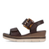 Remonte Women's Brown Leather Velcro Strap Wedge Sandals D2L53-25