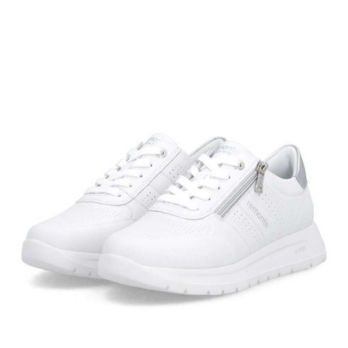 Remonte Women's White D2V03-80 Lite'n Soft Leather Antistress Sneakers with Side Zip