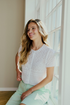 Freequent FQDODO Organic Cotton Cardigan Brilliant White Delicate Knit Short Sleeve 208053