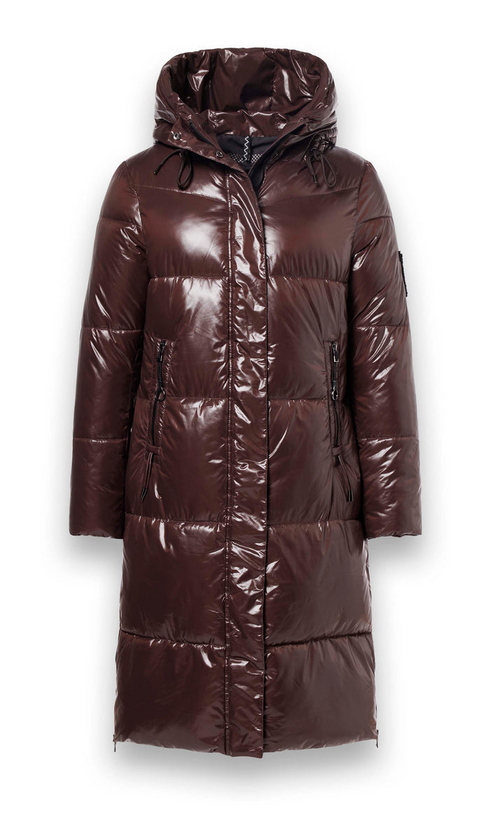 District Donut Long Glossy Quilted Coat